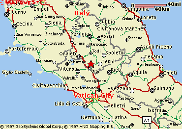 Umbria and central Italy, with all the towns